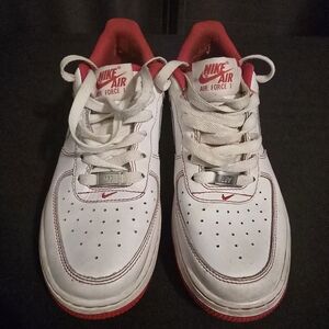 Nike Air Force 1 Red & White Sneakers – Youth Size 5Y – Great Condition